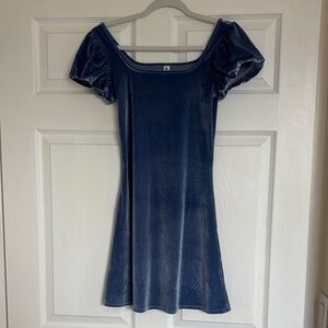 BP Blue Velvet Puff Sleeve Dress